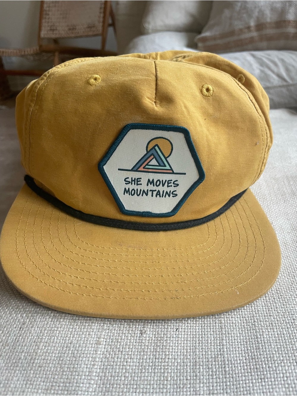 Mustard Rope-Detail Cap